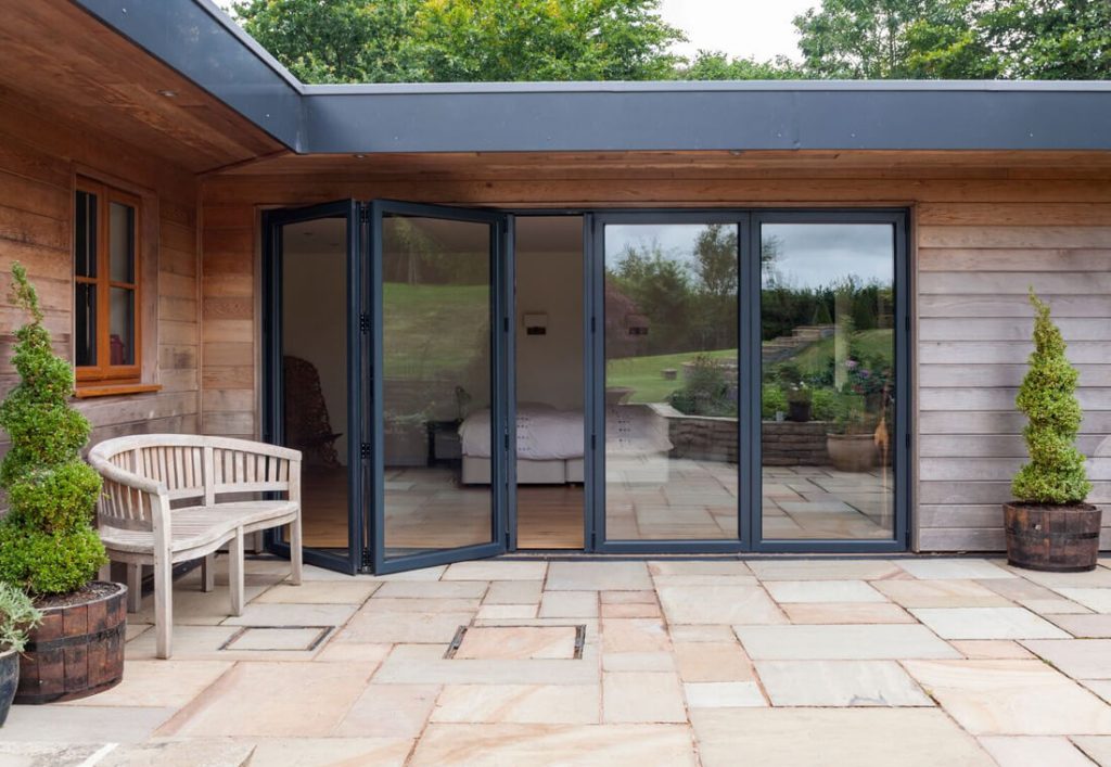 Black aluminium bifold door