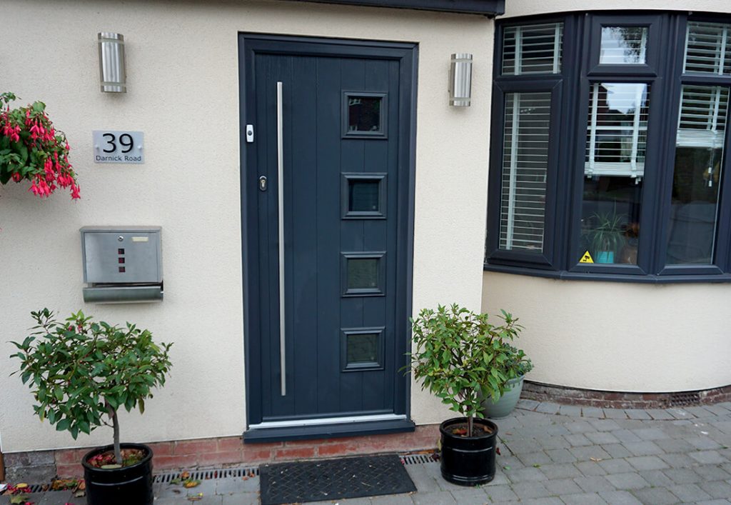 Black composite entrance door