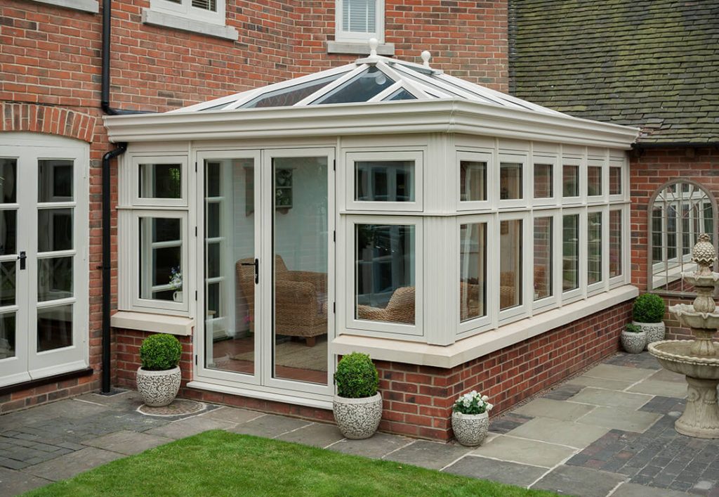 Cream uPVC orangery with Residence windows