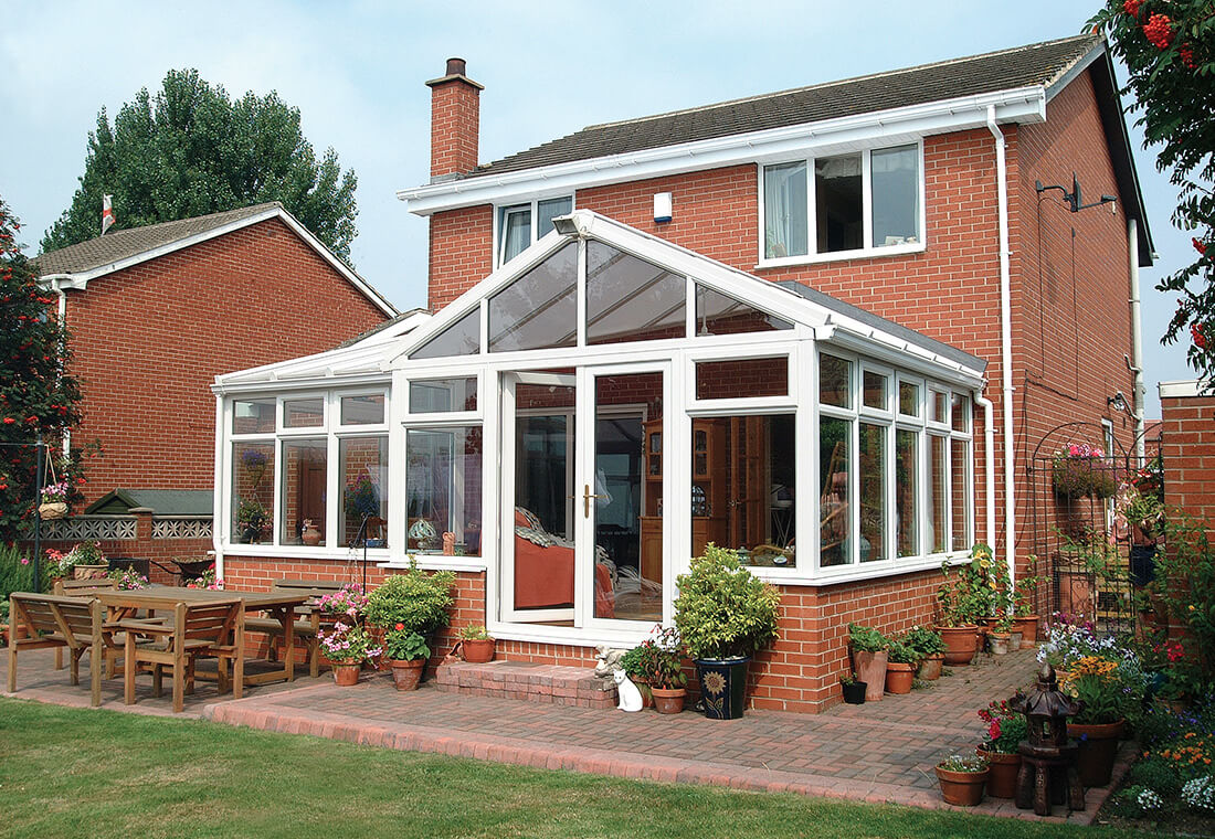 White uPVC P-Shaped conservatory