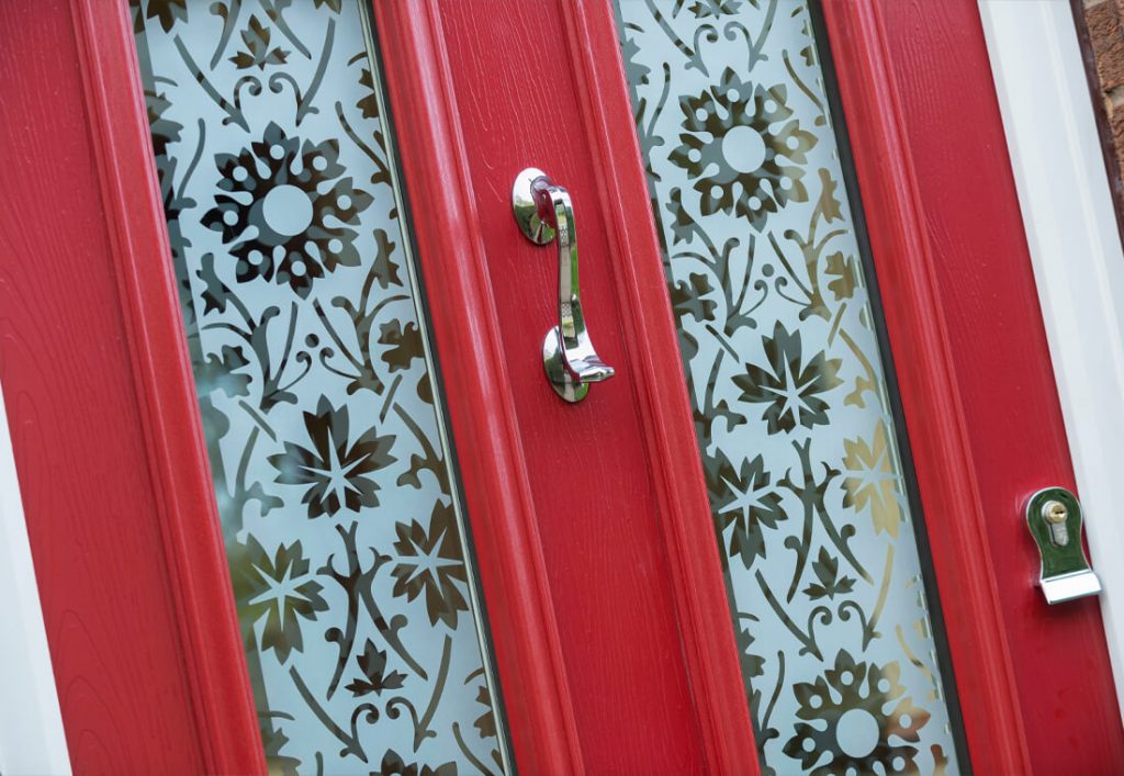 red composite door with knocker