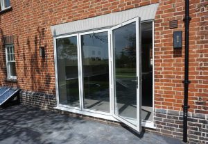 white bifold doors