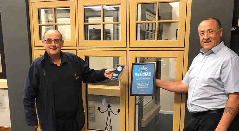 Leamore MD Gary accepting the Windows and Conservatories Business of the Year Award